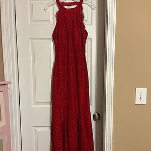 Red Lacy Prom Dress